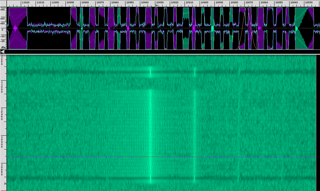 Baudline Graph showing the recorded waveform